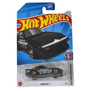 Hot Wheels Mazda RX-7 Black Police Car HW First Response Diecast 1:64